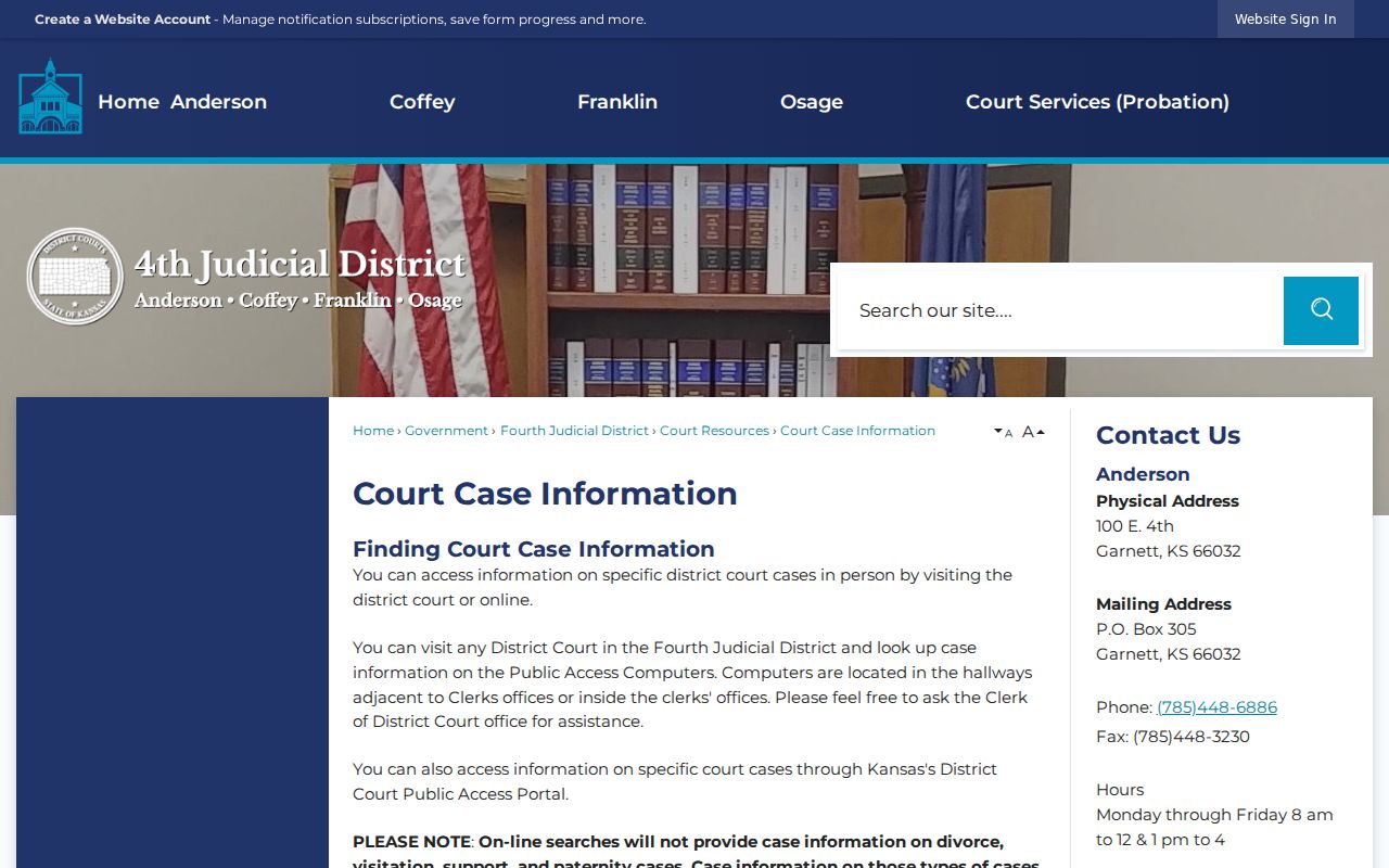 Franklin County court docket case information