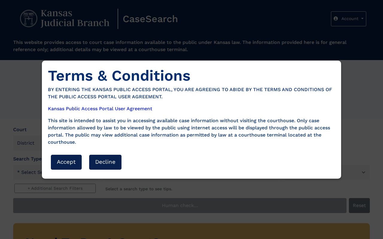 Franklin County court docket Kansas CaseSearch portal