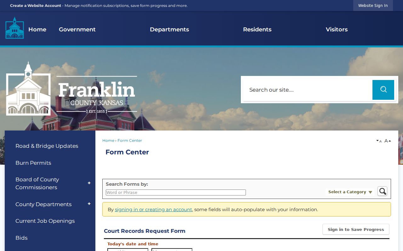 Franklin County court record request form